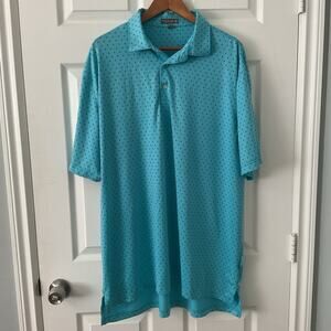 Peter Millar Summer Comfort Polo Shirt Men XL Short Sleeve Blue Golf Flaw